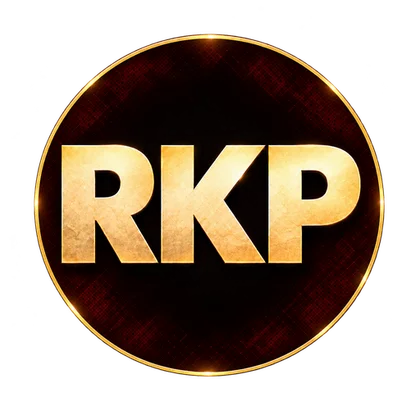 Avatar RKP doré sur fond noir et bordeaux
